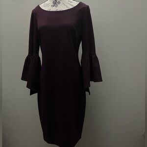 Calvin Klein Deep Purple Long Sleeve Dress